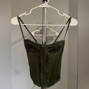 Green lace corset top